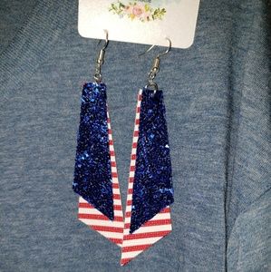 Fourth of July earrings Leather USA